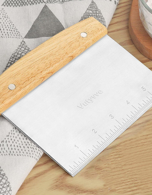 Load image into Gallery viewer, Vutyvve Dough Scraper Set, Wooden Handle Stainless Steel + 2 Plastic, 3 Pc
