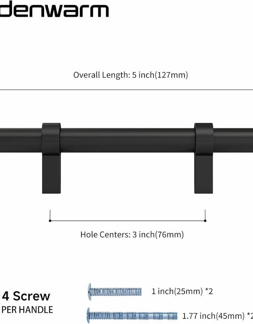 Load image into Gallery viewer, goldenwarm 6 Pack Black 5 Inch Cabinet Handles Stainless Steel Zinc Alloy

