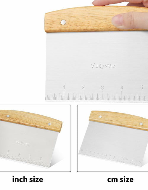 Load image into Gallery viewer, Vutyvve Dough Scraper Set, Wooden Handle Stainless Steel + 2 Plastic, 3 Pc
