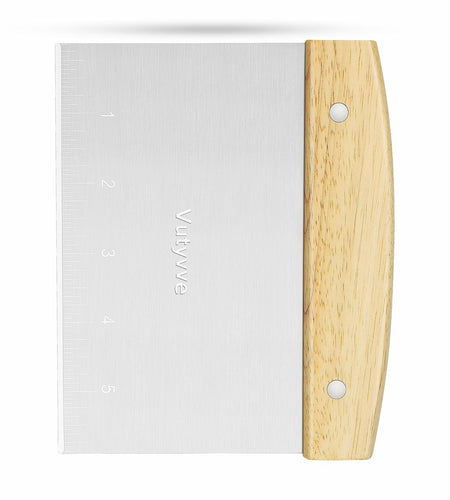 Vutyvve Dough Scraper Set, Wooden Handle Stainless Steel + 2 Plastic, 3 Pc