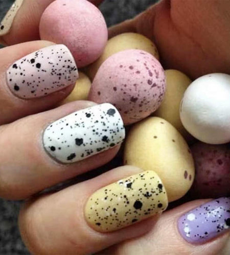 24Pcs Easter Acrylic Press On Nails Medium Daisy Floral Square False Nails
