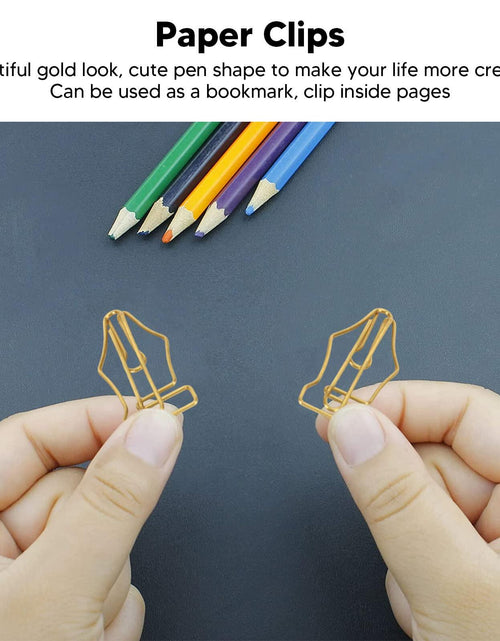 Load image into Gallery viewer, FUZHUI Paper Clips 100 Pcs Large Gold Plastic Covered Iron Pen-Shaped
