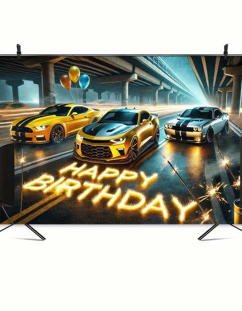 Load image into Gallery viewer, BlissYard Race Car Happy Birthday Banner 70x43" Party Backdrop Decor
