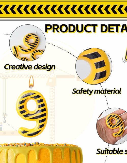 Load image into Gallery viewer, Construction Number 9 Birthday Candle Cake Topper Party Decoration
