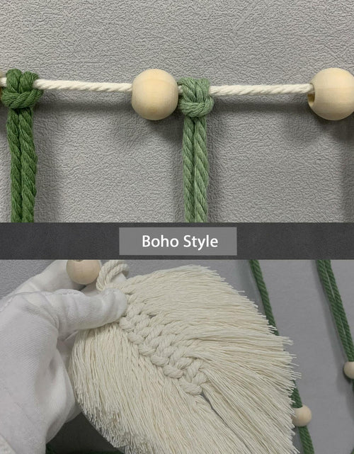 Load image into Gallery viewer, Nature-Inspired Macrame Leaf Wall Hanging Boho Green Tapestry 47.2x30
