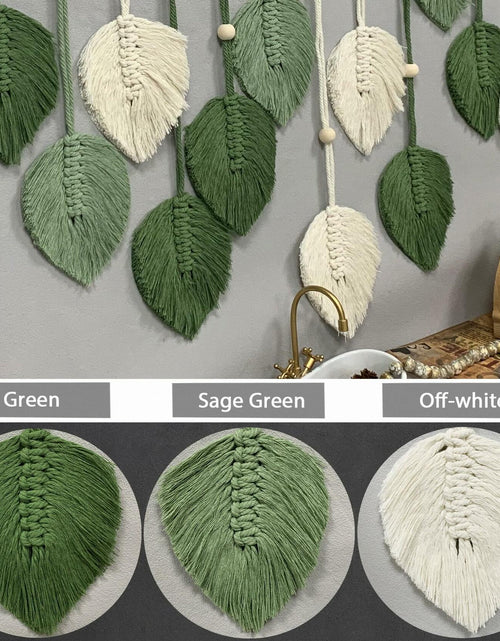 Load image into Gallery viewer, Nature-Inspired Macrame Leaf Wall Hanging Boho Green Tapestry 47.2x30
