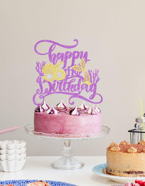 Load image into Gallery viewer, AROKIPPRY Mermaid Happy 6th Birthday Cake Topper Under The Sea Theme
