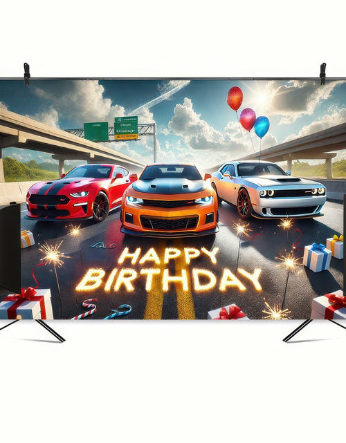 Load image into Gallery viewer, BlissYard Car Birthday Banner 70x43" Fast Cars Party Photo Backdrop
