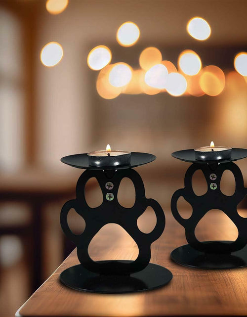 Load image into Gallery viewer, Ctpeng Cat Paw Candle Holder Metal Non Slip Black 3.94x3.15x4.33in
