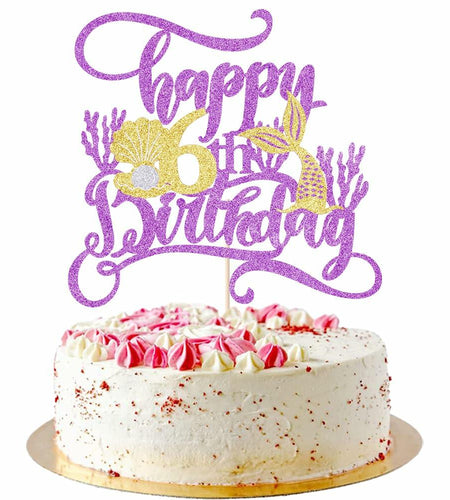 AROKIPPRY Mermaid Happy 6th Birthday Cake Topper Under The Sea Theme