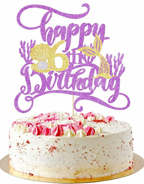 Load image into Gallery viewer, AROKIPPRY Mermaid Happy 6th Birthday Cake Topper Under The Sea Theme
