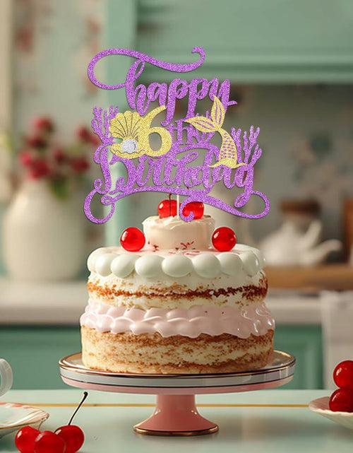 Load image into Gallery viewer, AROKIPPRY Mermaid Happy 6th Birthday Cake Topper Under The Sea Theme
