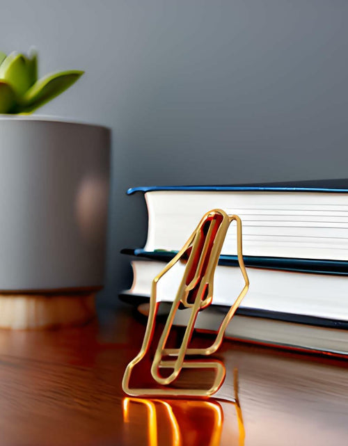Load image into Gallery viewer, FUZHUI Paper Clips 100 Pcs Large Gold Plastic Covered Iron Pen-Shaped
