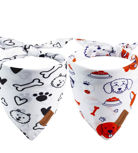 2 Pack Dog Bandanas – White Cute Birthday Pet Scarf for Dogs & Cats, XL
