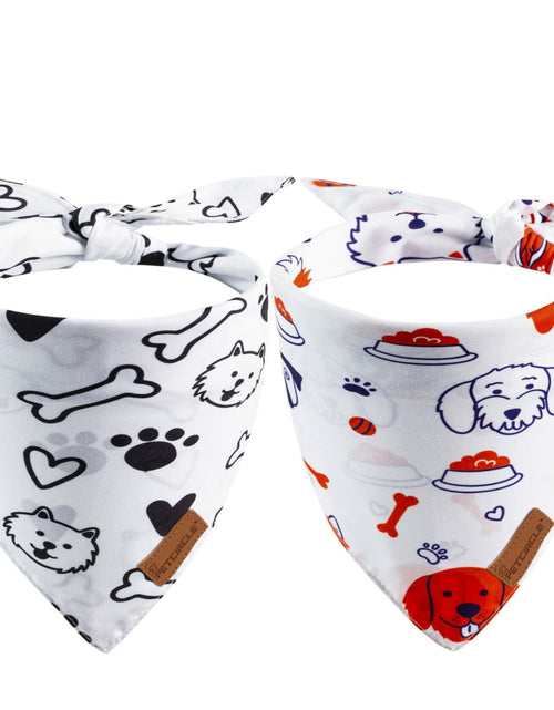 Load image into Gallery viewer, 2 Pack Dog Bandanas – White Cute Birthday Pet Scarf for Dogs &amp; Cats, XL

