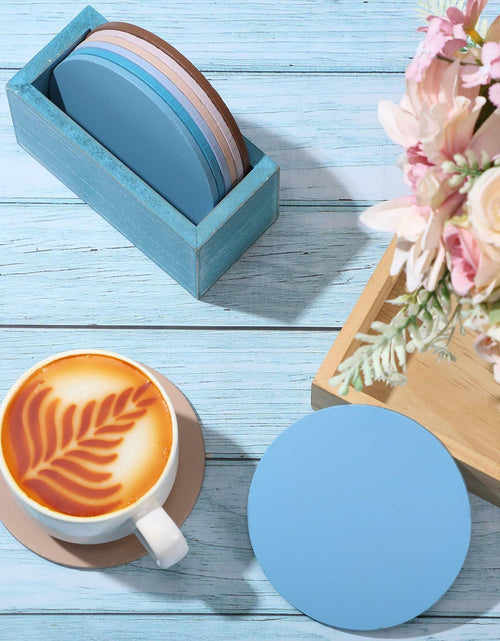 Load image into Gallery viewer, Queekay Wooden Drink Coasters Set of 8 with Holder 4in Grey Marble

