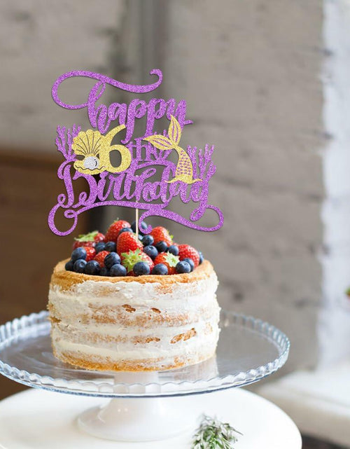 Load image into Gallery viewer, AROKIPPRY Mermaid Happy 6th Birthday Cake Topper Under The Sea Theme
