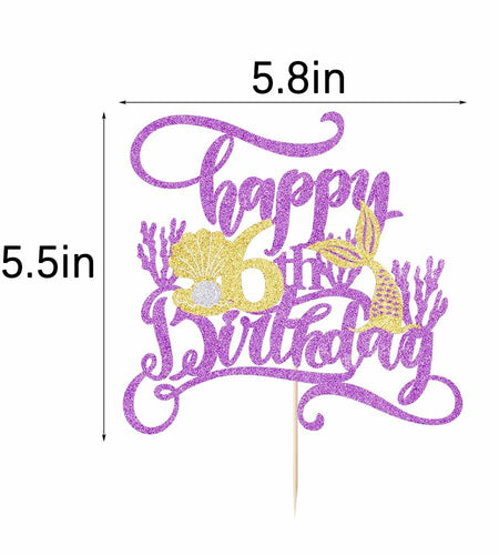 AROKIPPRY Mermaid Happy 6th Birthday Cake Topper Under The Sea Theme