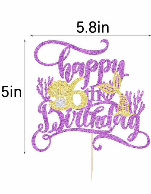 Load image into Gallery viewer, AROKIPPRY Mermaid Happy 6th Birthday Cake Topper Under The Sea Theme

