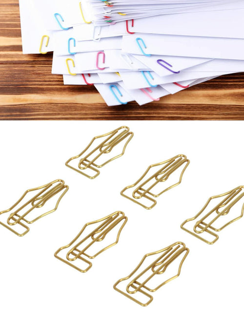 Load image into Gallery viewer, FUZHUI Paper Clips 100 Pcs Large Gold Plastic Covered Iron Pen-Shaped
