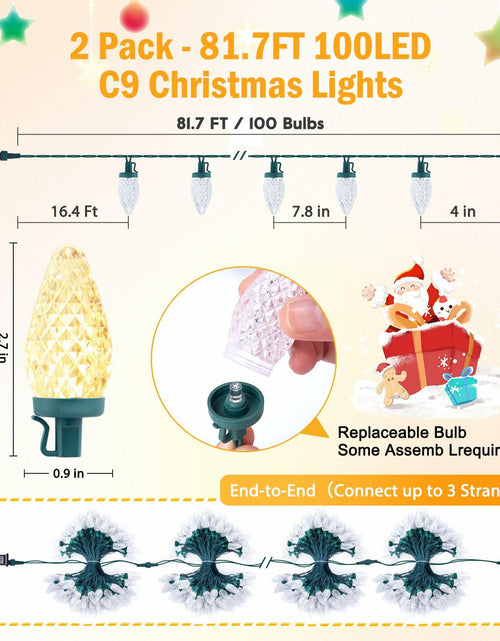 Load image into Gallery viewer, Brightown 2 Pack C9 Christmas Lights 200 LED 162FT Multicolor Timer 8 Modes
