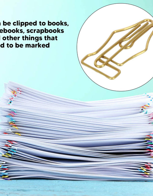 Load image into Gallery viewer, FUZHUI Paper Clips 100 Pcs Large Gold Plastic Covered Iron Pen-Shaped
