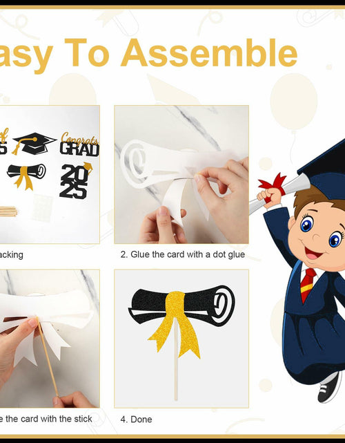 Load image into Gallery viewer, Graduation Decorations Class of 2025 23pcs Blue Gold Centerpiece Sticks
