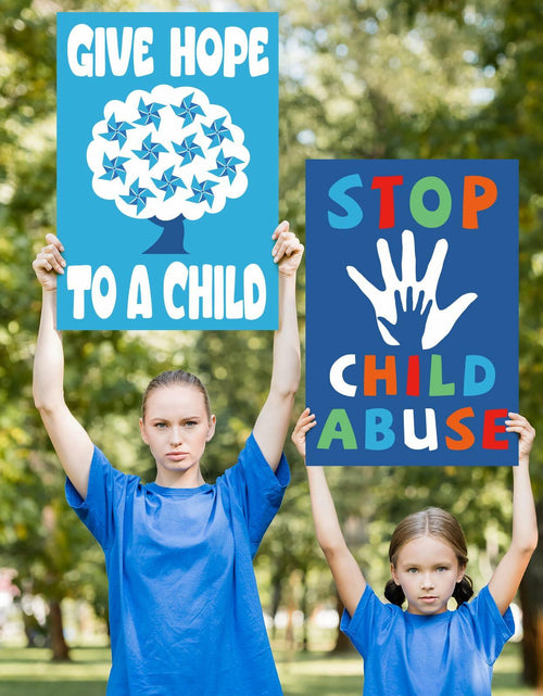 Load image into Gallery viewer, Feifeiya Child Abuse Prevention Poster Blue Pinwheel 9 Pcs Classroom Decor
