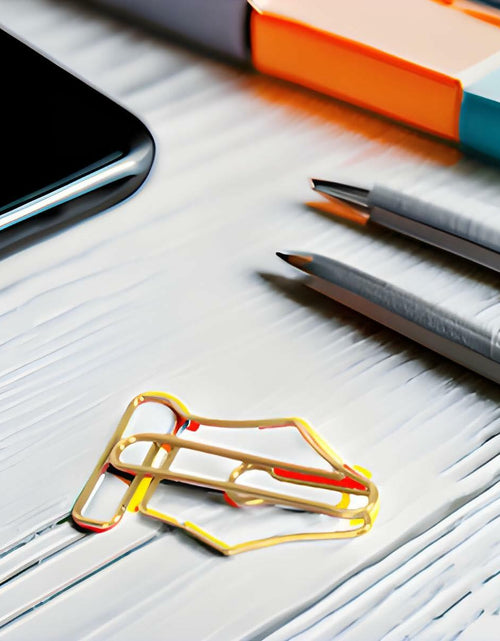 Load image into Gallery viewer, FUZHUI Paper Clips 100 Pcs Large Gold Plastic Covered Iron Pen-Shaped
