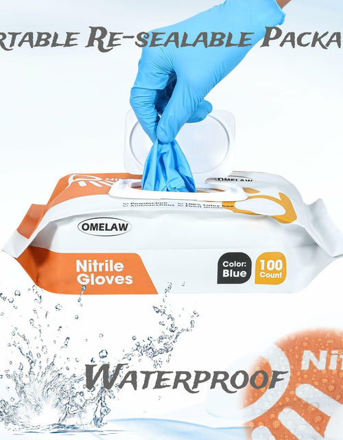 Load image into Gallery viewer, OMELAW Blue Nitrile Gloves Large Powder-Free Latex-Free 100 Pack Size L
