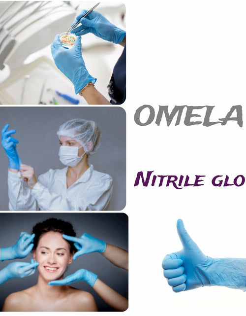 Load image into Gallery viewer, OMELAW Blue Nitrile Gloves Large Powder-Free Latex-Free 100 Pack Size L
