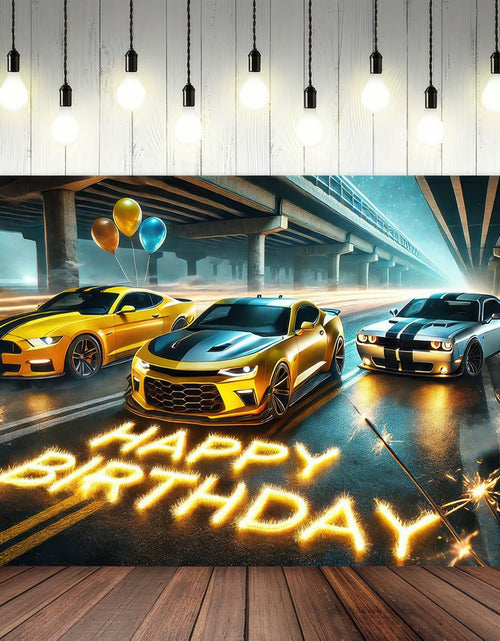 Load image into Gallery viewer, BlissYard Race Car Happy Birthday Banner 70x43" Party Backdrop Decor
