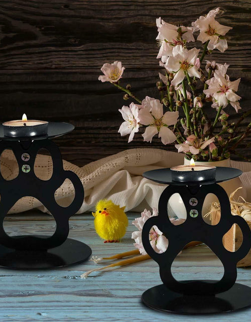 Load image into Gallery viewer, Ctpeng Cat Paw Candle Holder Metal Non Slip Black 3.94x3.15x4.33in
