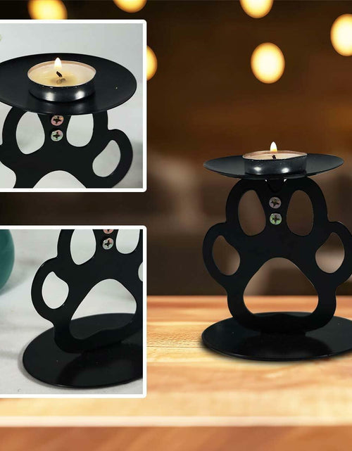 Load image into Gallery viewer, Ctpeng Cat Paw Candle Holder Metal Non Slip Black 3.94x3.15x4.33in
