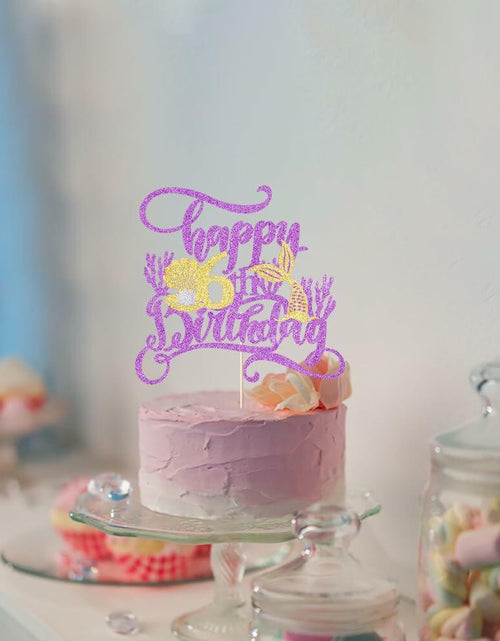 Load image into Gallery viewer, AROKIPPRY Mermaid Happy 6th Birthday Cake Topper Under The Sea Theme
