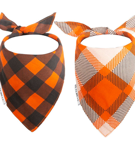 2 Pack Fall Dog Bandanas – Birthday Pet Scarf for Dogs & Cats, Orange L