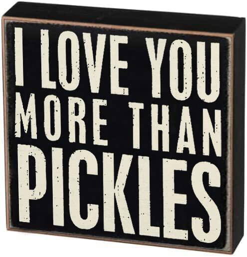 Load image into Gallery viewer, Retro Wooden I Love You More Than Pickles Tin Sign 6x6 Inch Wall Decor
