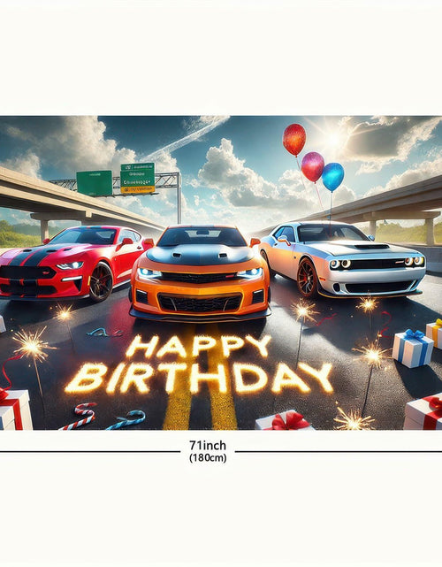 Load image into Gallery viewer, BlissYard Car Birthday Banner 70x43" Fast Cars Party Photo Backdrop
