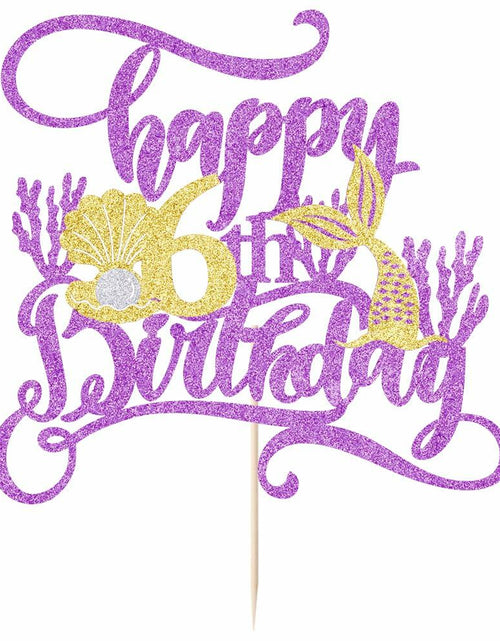 Load image into Gallery viewer, AROKIPPRY Mermaid Happy 6th Birthday Cake Topper Under The Sea Theme
