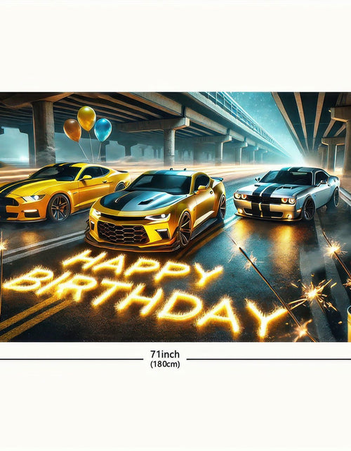 Load image into Gallery viewer, BlissYard Race Car Happy Birthday Banner 70x43" Party Backdrop Decor
