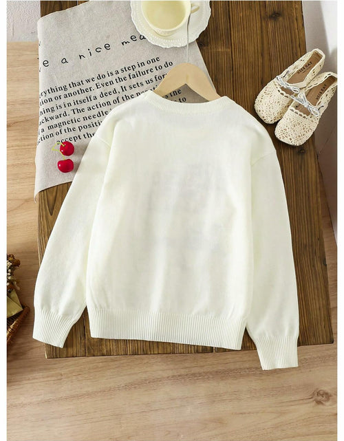 Load image into Gallery viewer, BEAUDRM Girl's Cherry Knit Sweater Long Sleeve Crewneck Apricot Size 11Y
