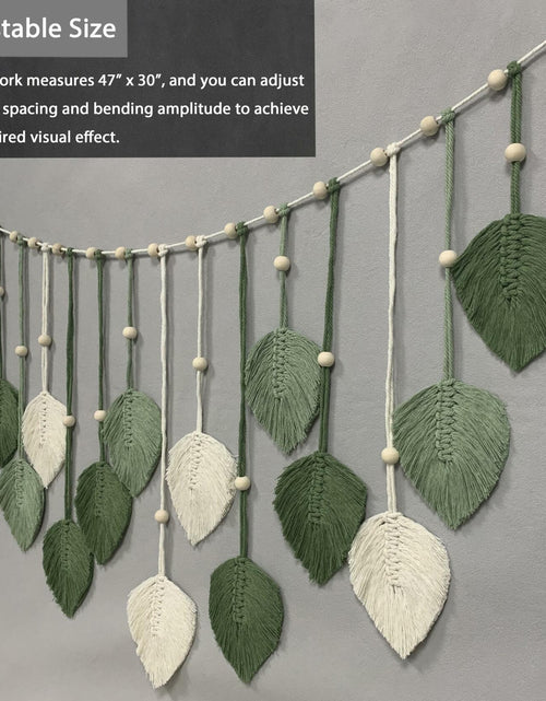 Load image into Gallery viewer, Nature-Inspired Macrame Leaf Wall Hanging Boho Green Tapestry 47.2x30
