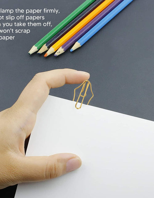 Load image into Gallery viewer, FUZHUI Paper Clips 100 Pcs Large Gold Plastic Covered Iron Pen-Shaped
