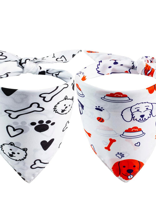 Load image into Gallery viewer, 2 Pack Dog Bandanas – White Cute Birthday Pet Scarf for Dogs &amp; Cats, XL
