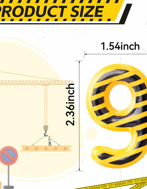 Load image into Gallery viewer, Construction Number 9 Birthday Candle Cake Topper Party Decoration
