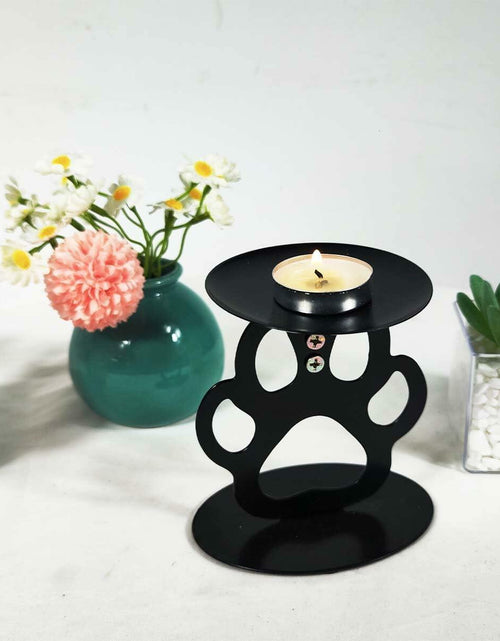 Load image into Gallery viewer, Ctpeng Cat Paw Candle Holder Metal Non Slip Black 3.94x3.15x4.33in
