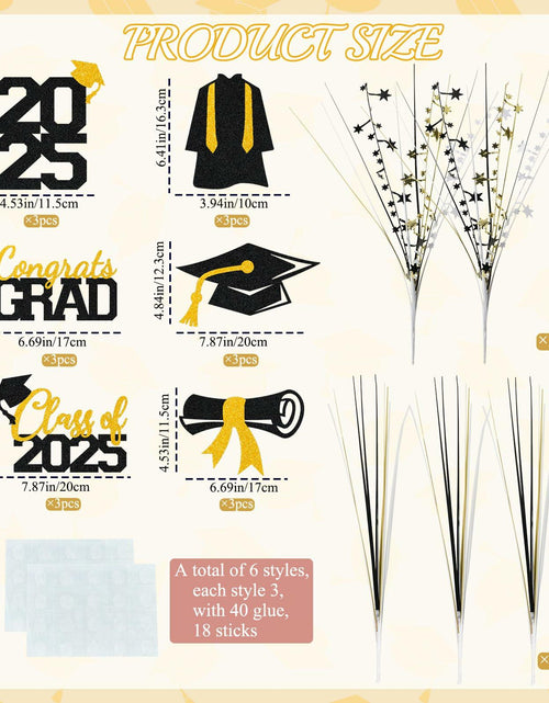Load image into Gallery viewer, Graduation Decorations Class of 2025 23pcs Blue Gold Centerpiece Sticks
