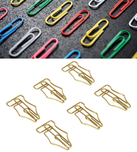 FUZHUI Paper Clips 100 Pcs Large Gold Plastic Covered Iron Pen-Shaped