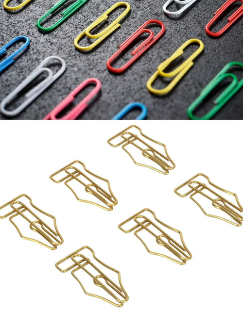 Load image into Gallery viewer, FUZHUI Paper Clips 100 Pcs Large Gold Plastic Covered Iron Pen-Shaped
