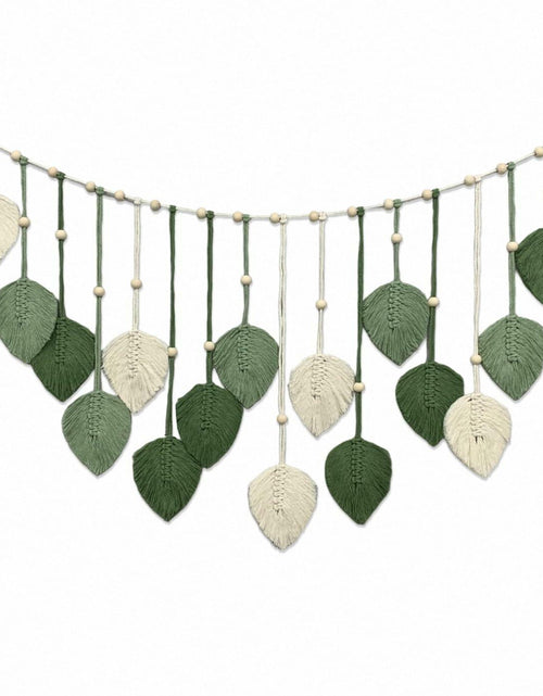 Load image into Gallery viewer, Nature-Inspired Macrame Leaf Wall Hanging Boho Green Tapestry 47.2x30
